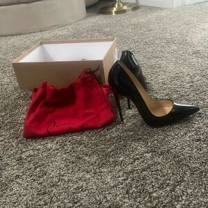 Louboutin so Kate black patent 37.5 120mm altered for protection of bottom